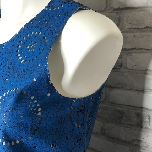 ASOS leather blue cutout shift dress, size 6 - Picture 9 of 9
